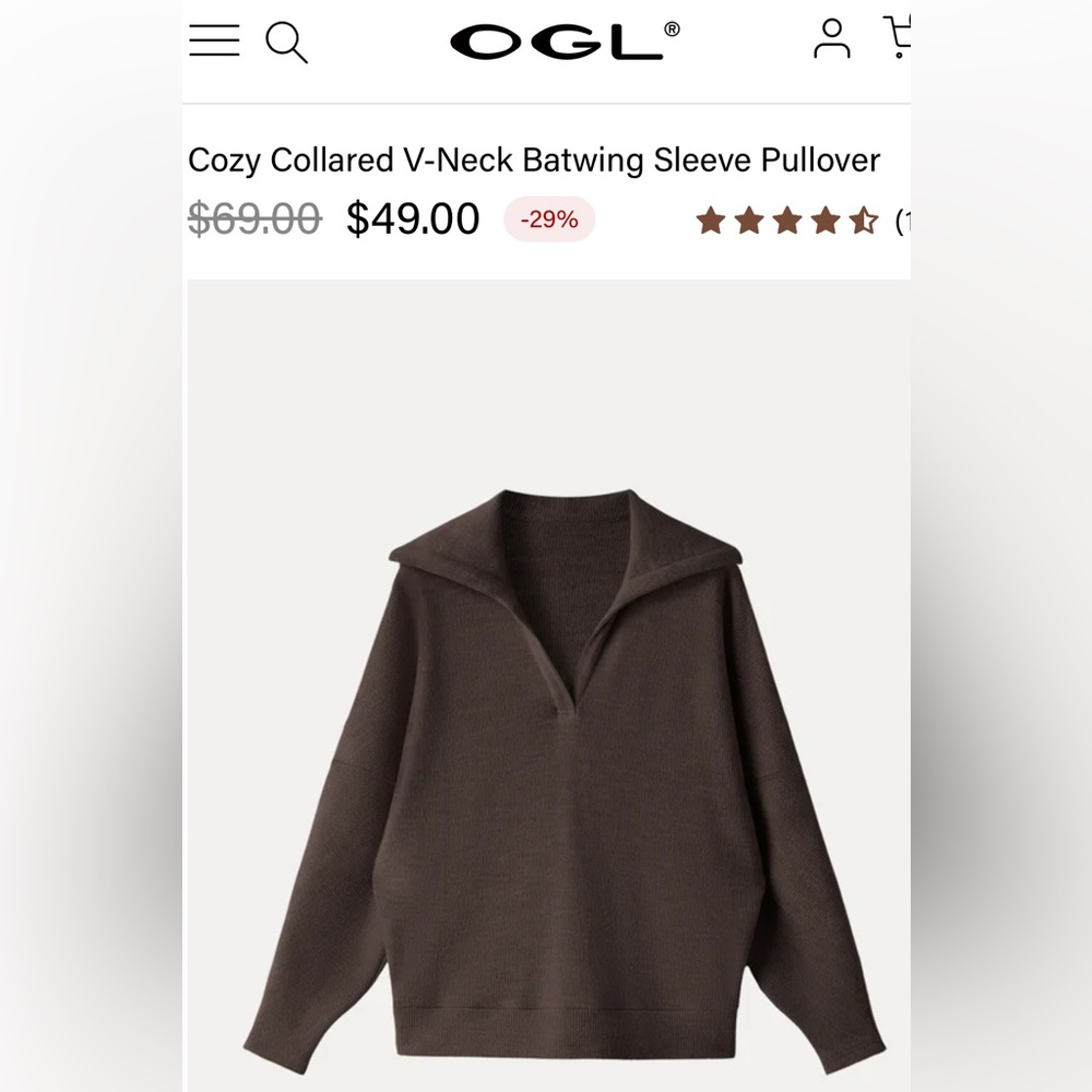 NWT OGL collard V-Neck pullover
